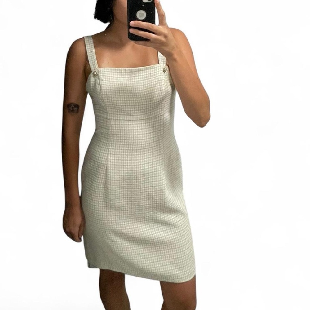 Vintage Plaid Square Neck Mini Dress